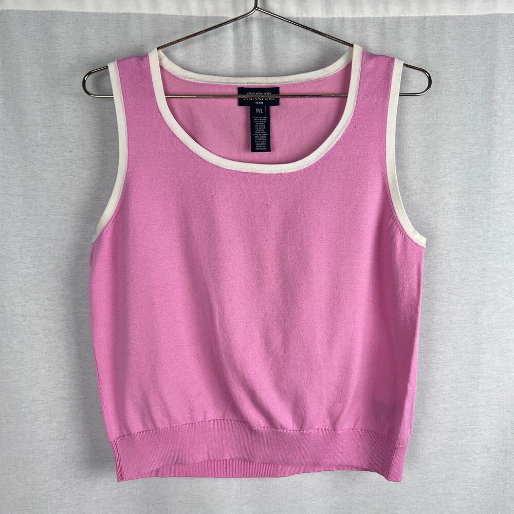 VTG Jones New York Top Pink Knit Tank Preppy Tennis Prep Old Money Sporty Retro